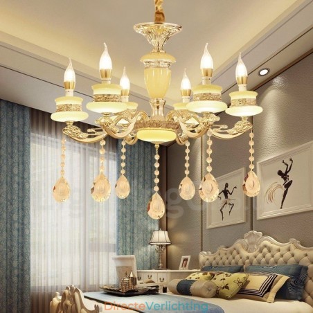 6-lichts traditionele klassieke geïntegreerde metalen luxe kroonluchter 6-lichts traditionele klassieke geïntegreerde metalen luxe kroonluchter