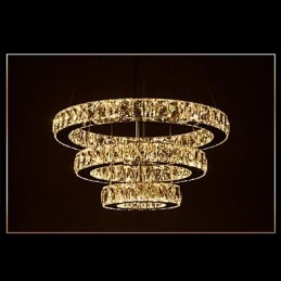 Hanglamp Moderne Verlichting Warm Wit Drie Ringen D204060 Transparante K9 Grote Kristallen Plafondlampen