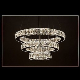 Hanglamp Moderne Verlichting Warm Wit Drie Ringen D204060 Transparante K9 Grote Kristallen Plafondlampen