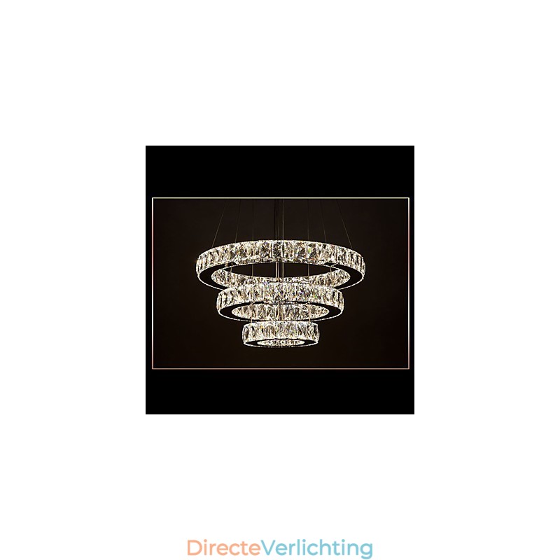 Hanglamp Moderne Verlichting Warm Wit Drie Ringen D204060 Transparante K9 Grote Kristallen Plafondlampen