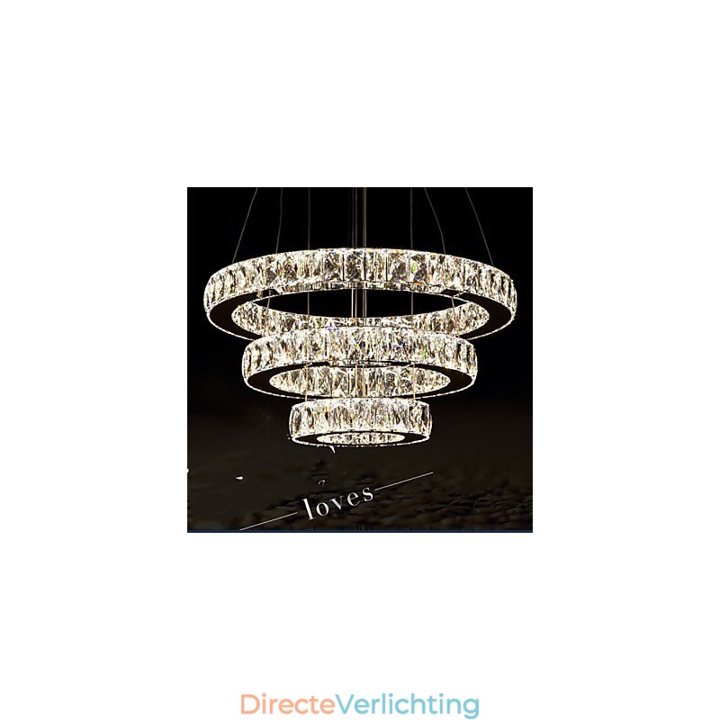 Hanglamp Moderne Verlichting Warm Wit Drie Ringen D204060 Transparante K9 Grote Kristallen Plafondlampen