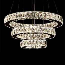 Hanglamp Moderne Verlichting Warm Wit Drie Ringen D204060 Transparante K9 Grote Kristallen Plafondlampen