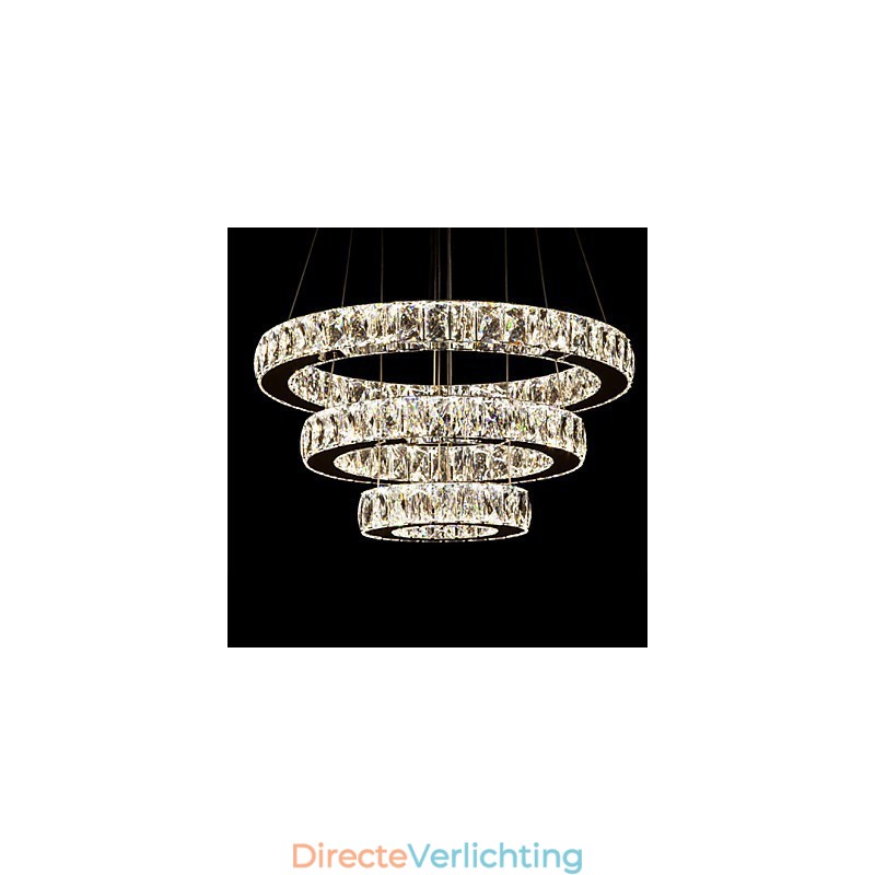 Hanglamp Moderne Verlichting Warm Wit Drie Ringen D204060 Transparante K9 Grote Kristallen Plafondlampen