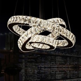 Hanglamp Moderne Verlichting Warm Wit Drie Ringen D204060 Transparante K9 Grote Kristallen Plafondlampen