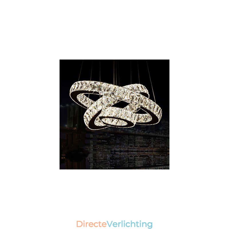 Hanglamp Moderne Verlichting Warm Wit Drie Ringen D204060 Transparante K9 Grote Kristallen Plafondlampen