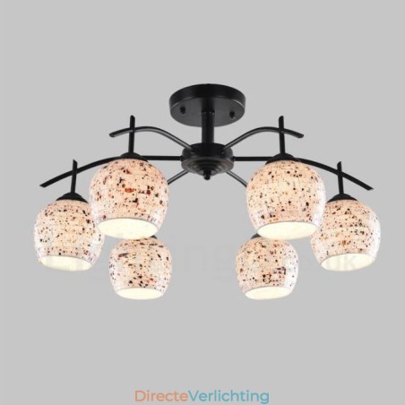 6-lichts mediterrane stijl geïntegreerde kroonluchter met glazen kap 6-lichts mediterrane stijl geïntegreerde kroonluchter met glazen kap