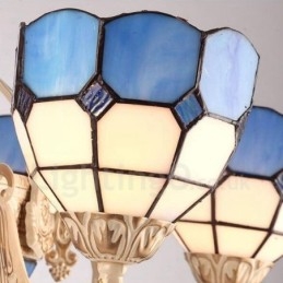 9-lichts mediterrane stijl geïntegreerde metalen kroonluchter met glazen kap