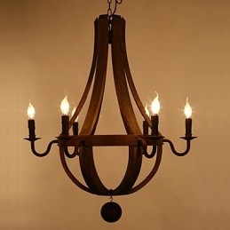Vintage Amerikaanse rustieke houten hanglamp wijnrek kroonluchter lamp Liviing and Lamp