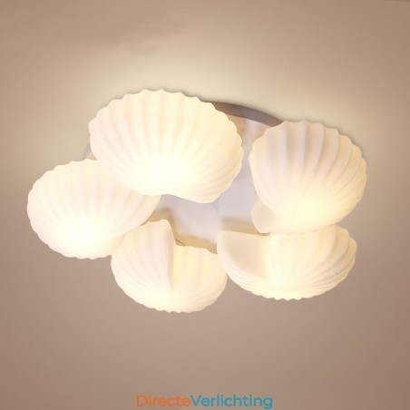 Conch 5-lichts traditionele klassieke geïntegreerde kroonluchter met glazen kap Conch 5-lichts traditionele klassieke geïntegreerde kroonluchter met glazen kap