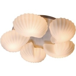 Conch 5-lichts traditionele klassieke geïntegreerde kroonluchter met glazen kap