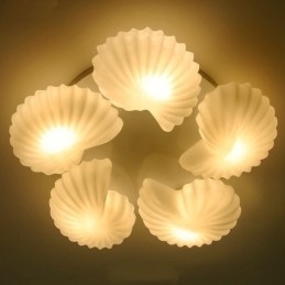 Conch 5-lichts traditionele klassieke geïntegreerde kroonluchter met glazen kap