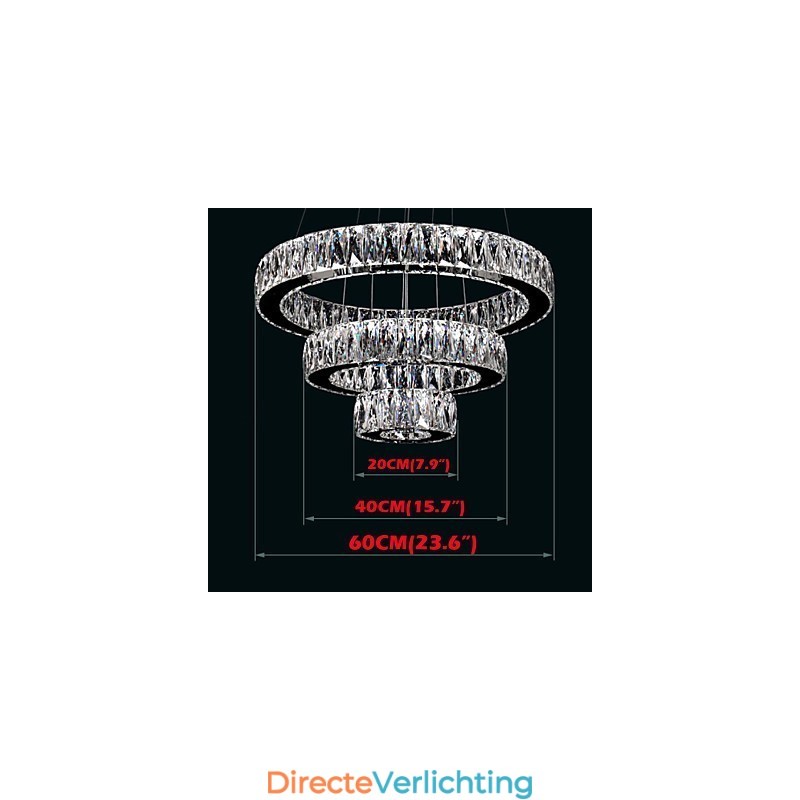 Kristallen hanglamp moderne verlichting drie ringen D204060 K9 grote kristallen plafondlampen armaturen