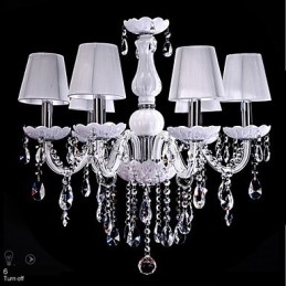 6 lampen luxe kristallen kroonluchter witte kleur K9 kristallen kroonluchter