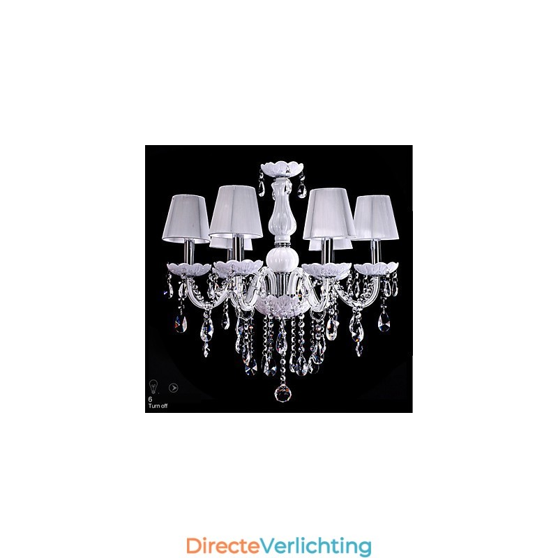 6 lampen luxe kristallen kroonluchter witte kleur K9 kristallen kroonluchter