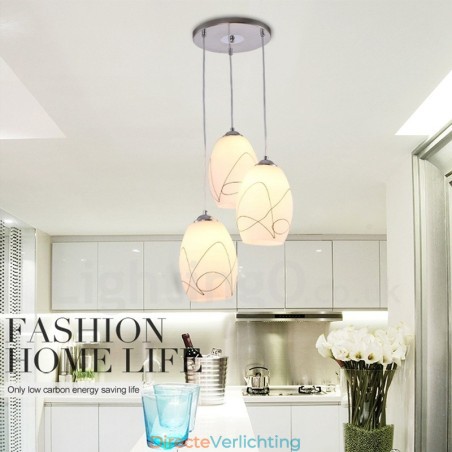 3-lichts moderne, eigentijdse, geïntegreerde metalen hanglamp 3-lichts moderne, eigentijdse, geïntegreerde metalen hanglamp