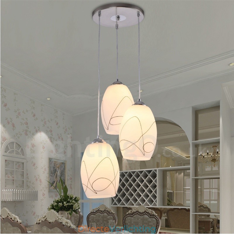 3-lichts moderne, eigentijdse, geïntegreerde metalen hanglamp