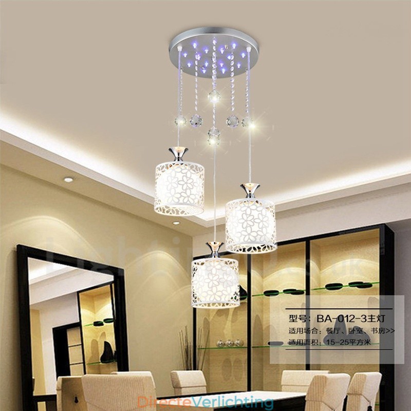 3-lichts moderne, eigentijdse, gloeilamp metalen hanglamp