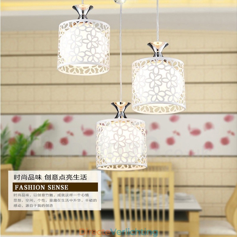3-lichts moderne, eigentijdse, gloeilamp metalen hanglamp