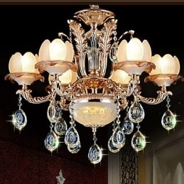 Europese stijl Kristallen hanglamp Eenvoudige legering Stijl Retro verlichting