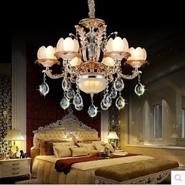 Europese stijl Kristallen hanglamp Eenvoudige legering Stijl Retro verlichting