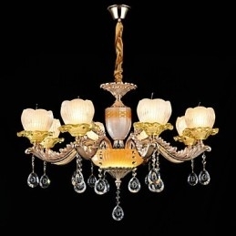 Traditionele klassieke zinklegeringsfunctie voor kristallen mini-stijl metalen kroonluchter met 8 lampen