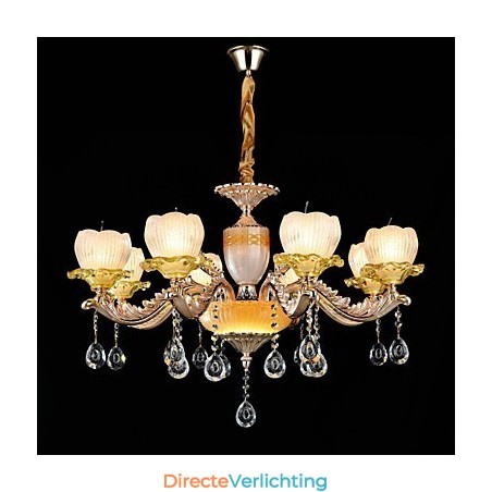 Traditionele klassieke zinklegeringsfunctie voor kristallen mini-stijl metalen kroonluchter met 8 lampen Traditionele klassieke zinklegeringsfunctie voor kristallen mini-stijl metalen kroonluchter met 8 lampen