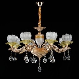 Traditionele klassieke zinklegeringsfunctie voor kristallen mini-stijl metalen kroonluchter met 8 lampen