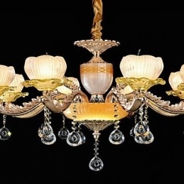 Traditionele klassieke zinklegeringsfunctie voor kristallen mini-stijl metalen kroonluchter met 8 lampen