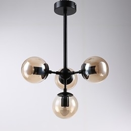 Vier lichtpaal moderne Europese stijl Modo metalen glazen hanglamp de Foyer Decorate industriële kroonluchterlamp