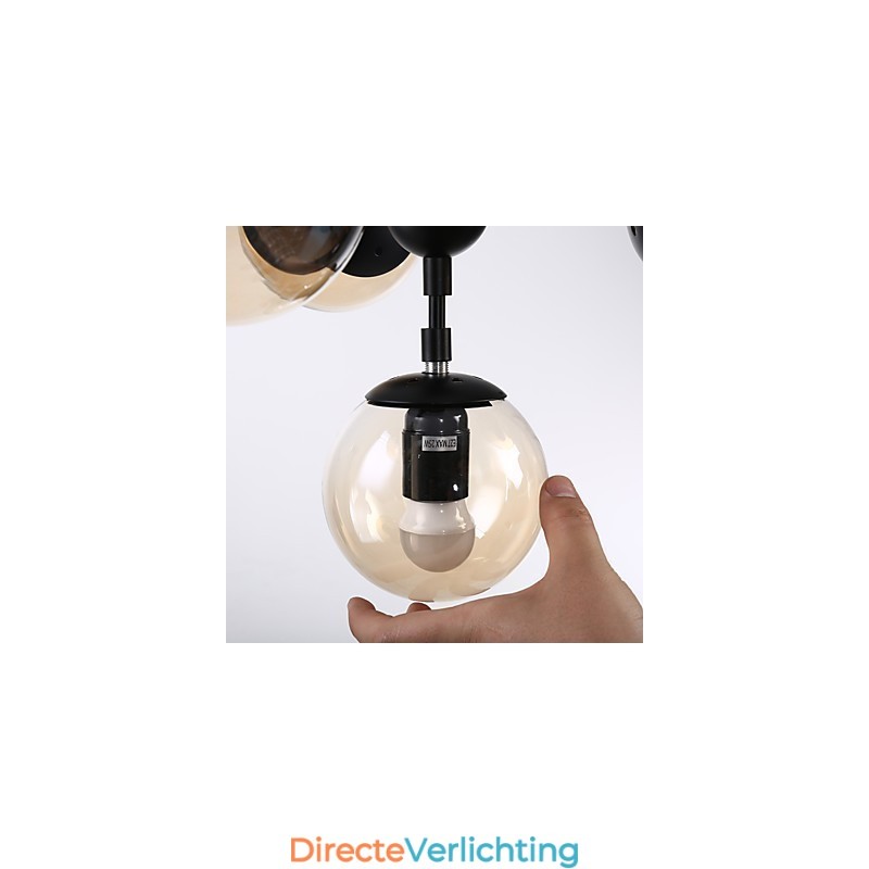 Vier lichtpaal moderne Europese stijl Modo metalen glazen hanglamp de Foyer Decorate industriële kroonluchterlamp