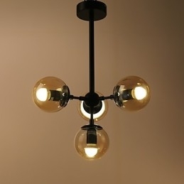 Vier lichtpaal moderne Europese stijl Modo metalen glazen hanglamp de Foyer Decorate industriële kroonluchterlamp