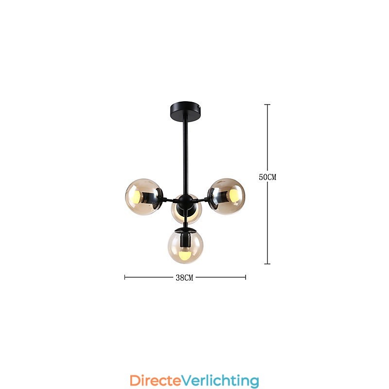 Vier lichtpaal moderne Europese stijl Modo metalen glazen hanglamp de Foyer Decorate industriële kroonluchterlamp