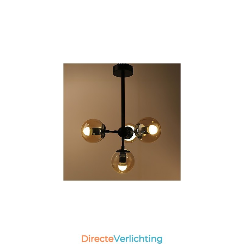 Vier lichtpaal moderne Europese stijl Modo metalen glazen hanglamp de Foyer Decorate industriële kroonluchterlamp