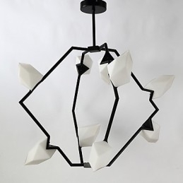 Negen lichts paal moderne metalen met glazen perzik kroonluchter lamp de Canteen Decorate hanglamp