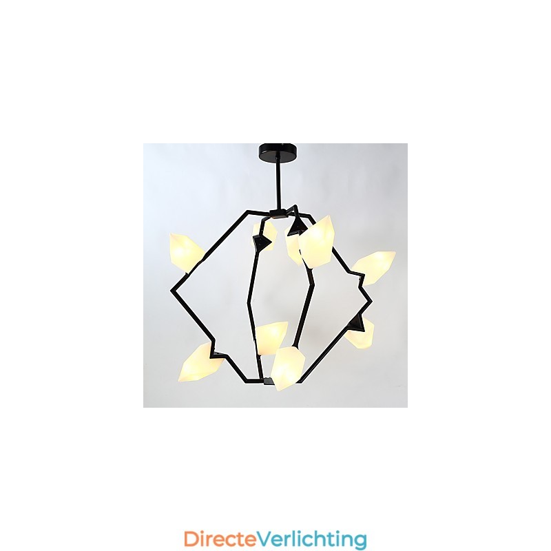 Negen lichts paal moderne metalen met glazen perzik kroonluchter lamp de Canteen Decorate hanglamp