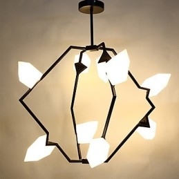 Negen lichts paal moderne metalen met glazen perzik kroonluchter lamp de Canteen Decorate hanglamp