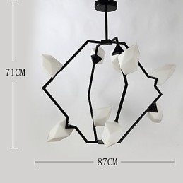 Negen lichts paal moderne metalen met glazen perzik kroonluchter lamp de Canteen Decorate hanglamp