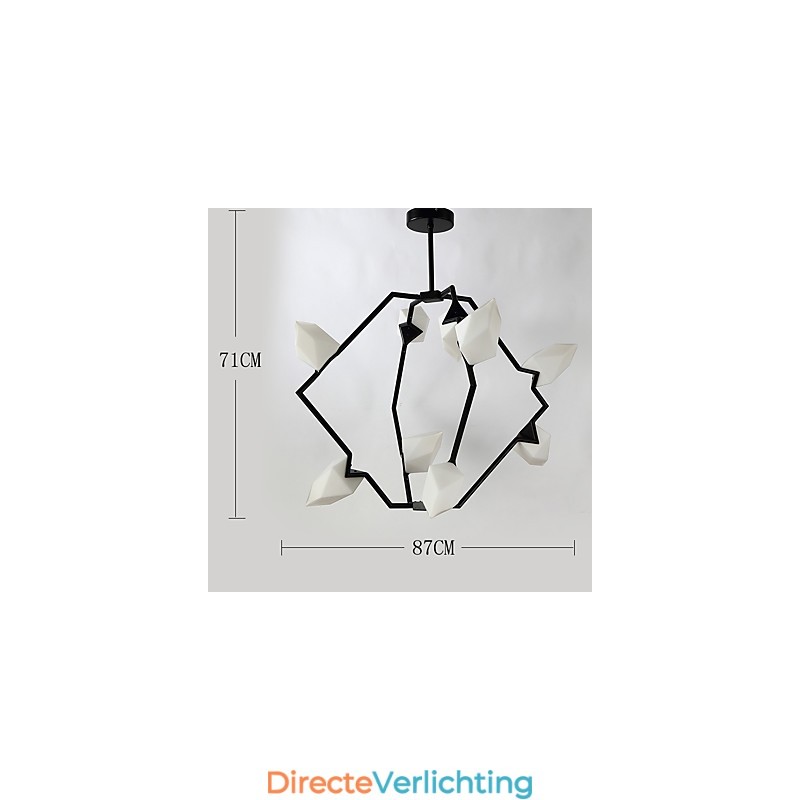 Negen lichts paal moderne metalen met glazen perzik kroonluchter lamp de Canteen Decorate hanglamp