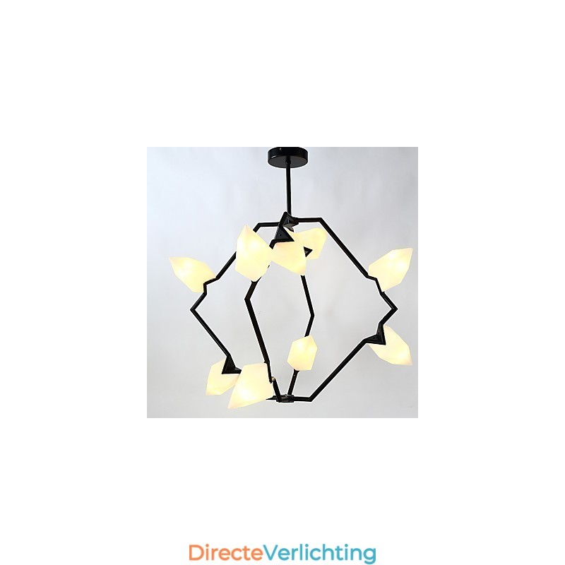 Negen lichts paal moderne metalen met glazen perzik kroonluchter lamp de Canteen Decorate hanglamp