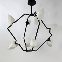 Negen lichts paal moderne metalen met glazen perzik kroonluchter lamp de Canteen Decorate hanglamp