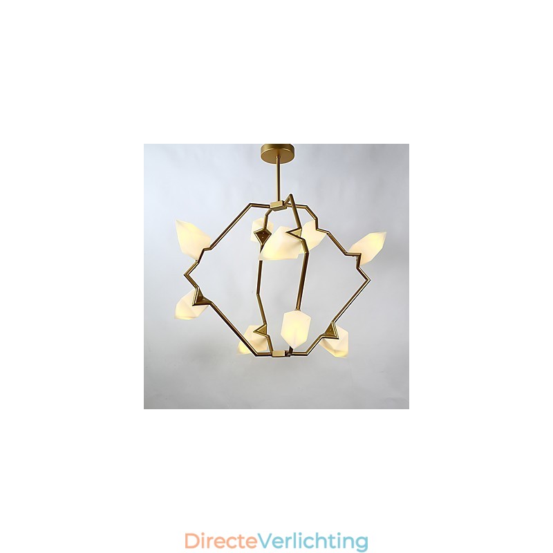 Negen lichts paal moderne metalen met glazen perzik kroonluchter lamp de Canteen Decorate hanglamp