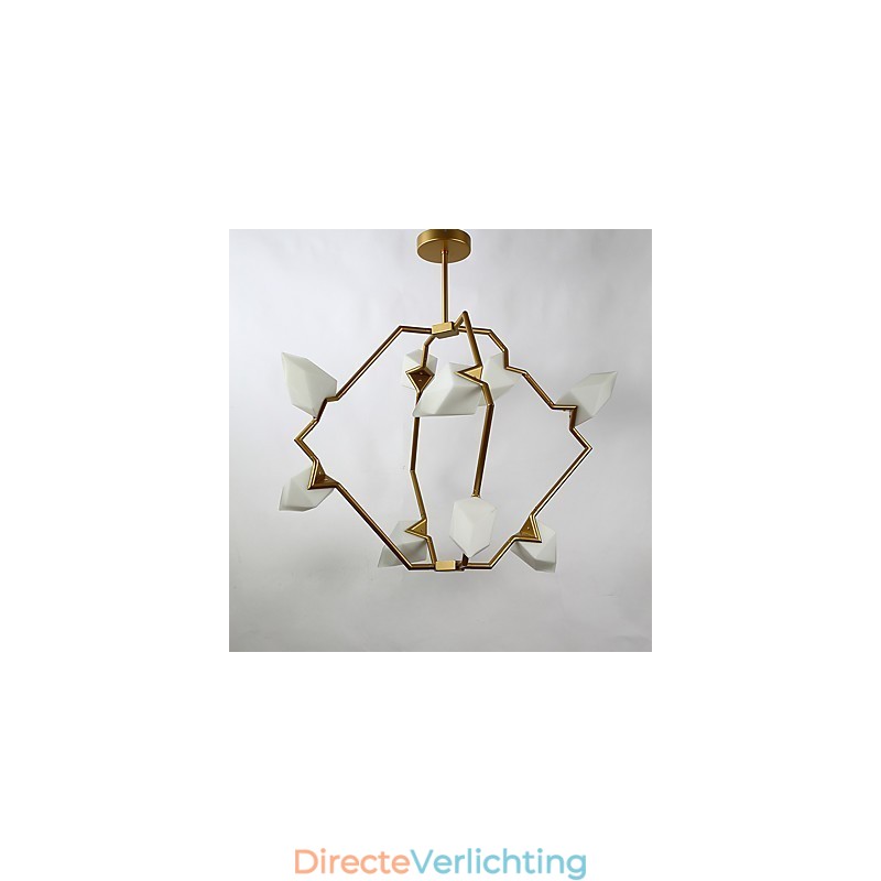 Negen lichts paal moderne metalen met glazen perzik kroonluchter lamp de Canteen Decorate hanglamp