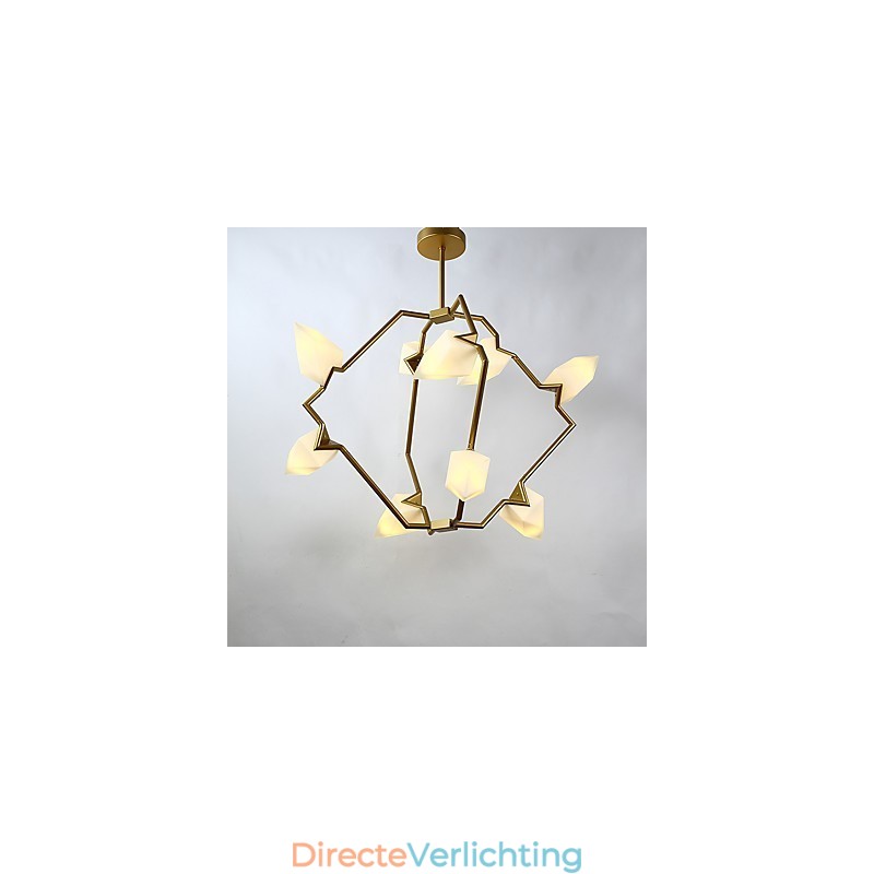 Negen lichts paal moderne metalen met glazen perzik kroonluchter lamp de Canteen Decorate hanglamp