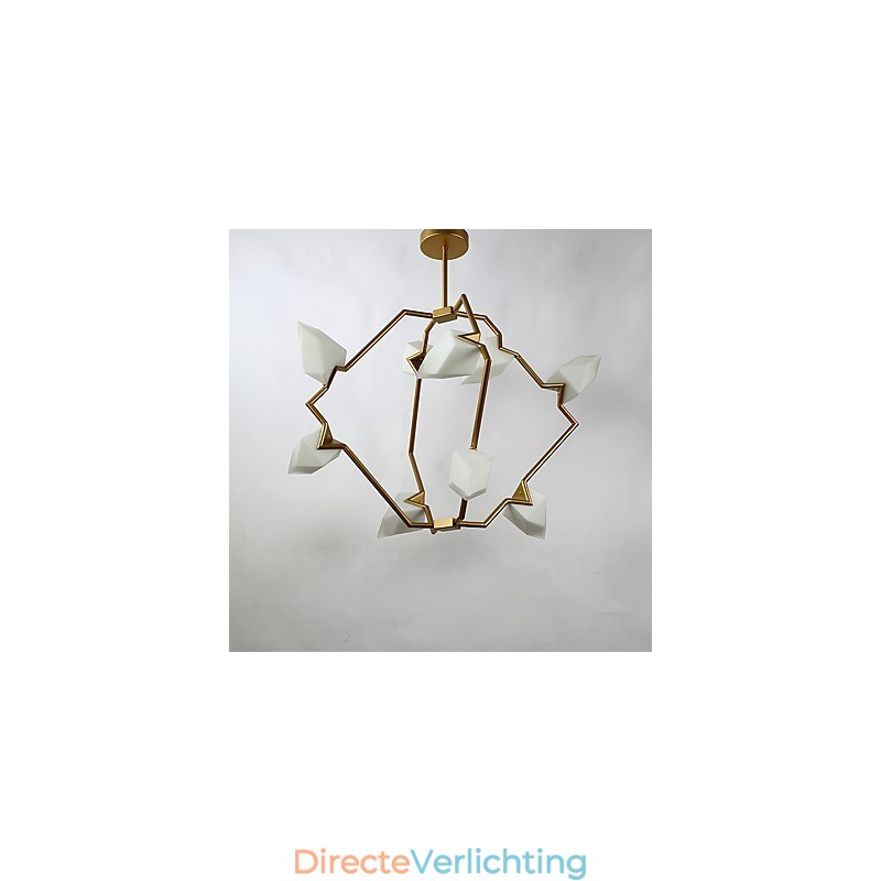 Negen lichts paal moderne metalen met glazen perzik kroonluchter lamp de Canteen Decorate hanglamp