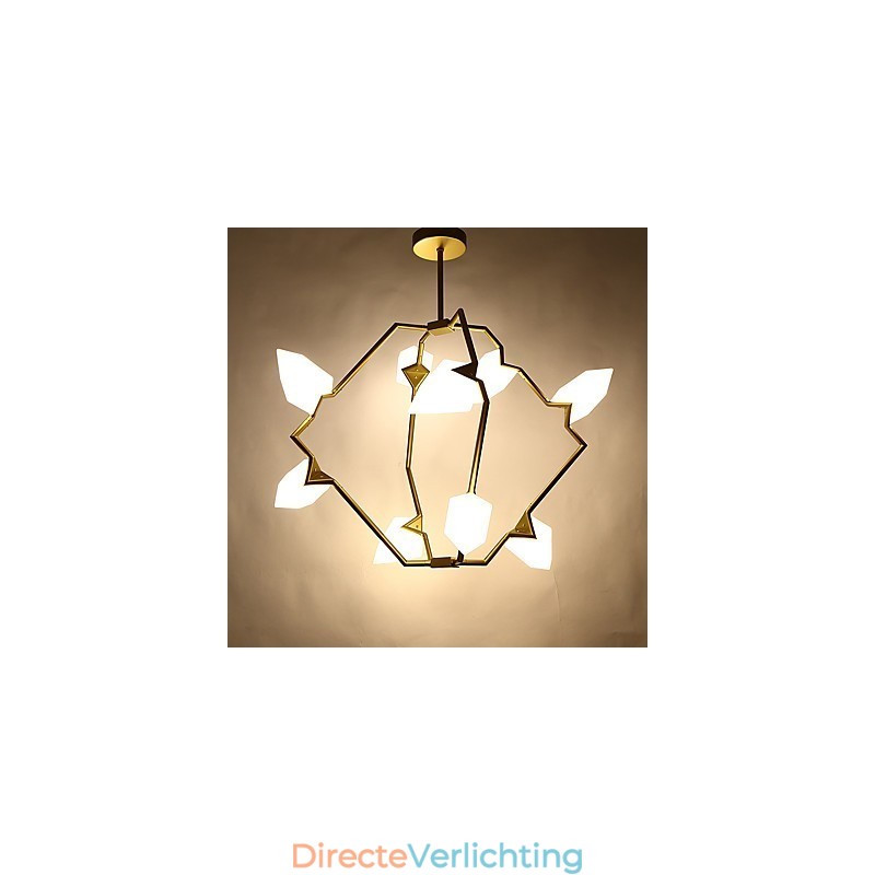 Negen lichts paal moderne metalen met glazen perzik kroonluchter lamp de Canteen Decorate hanglamp