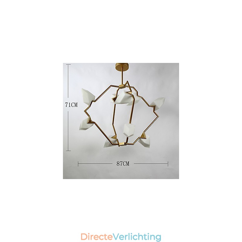 Negen lichts paal moderne metalen met glazen perzik kroonluchter lamp de Canteen Decorate hanglamp