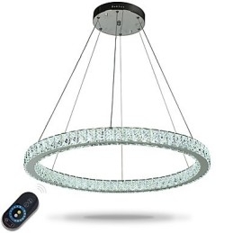Dimbare ringvormige plafondhanglamp, moderne kroonluchterverlichting, binnenverlichting met afstandsbediening