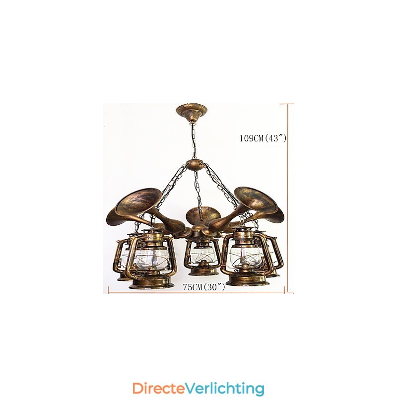 Rustieke Lodge Vintage Retro Landelijke Wereldbol Schilderij Kenmerk voor Mini Stijl Ontwerpers Metalen Kroonluchter