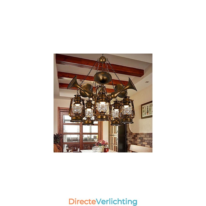 Rustieke Lodge Vintage Retro Landelijke Wereldbol Schilderij Kenmerk voor Mini Stijl Ontwerpers Metalen Kroonluchter