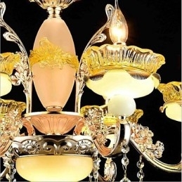 Traditionele klassieke gegalvaniseerde eigenschap voor kristallen mini-stijl metalen kroonluchter met 8 lampen